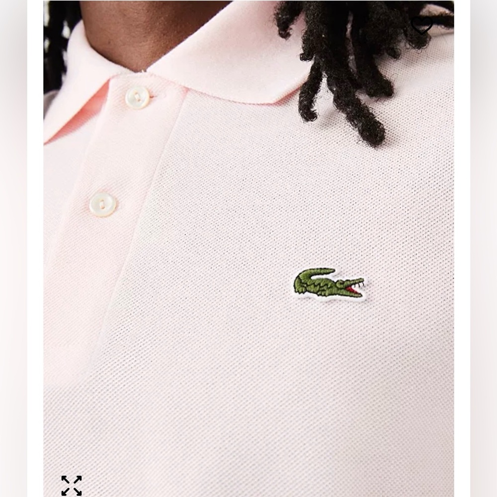 Lacoste men's classic fit short sleeve polo shirt in a pink color, size 5/L